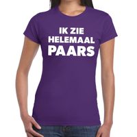 Paars tekst t-shirt ik zie helemaal paars dames 2XL  - - thumbnail