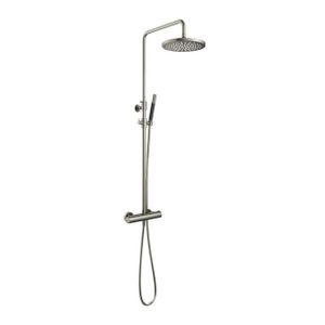 Hotbath Cobber thermostatische regendoucheset met 30cm ronde hoofddouche staafhanddouche nikkel geborsteld SDS9GN5