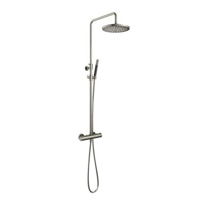 Hotbath Cobber thermostatische regendoucheset met 30cm ronde hoofddouche staafhanddouche nikkel geborsteld SDS9GN5