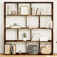Boekenkast 132x29x141,5 cm bewerkt hout gerookt eikenkleurig Boekenkast 132x29x141,5 cm bewerkt hout gerookt eikenkleurig