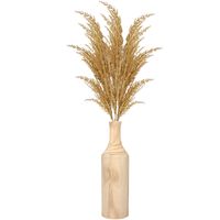 Decoratie pampasgras kunst pluimen in houten vaas - naturel - 100 cm
