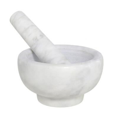 Vijzel met stamper - marmer - D12 x H6 cm - Kruiden / Specerijen maler