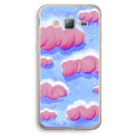 Roze wolken met vogels: Samsung Galaxy J3 (2016) Transparant Hoesje