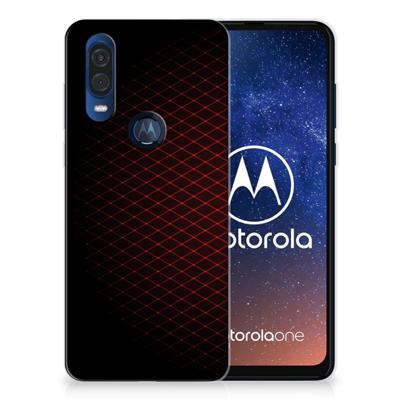 Motorola One Vision | TPU bumper | Geruit Rood
