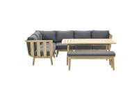 King L/D set 6-dlg acacia white wash/ antraciet - Garden impressions