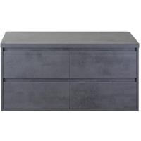 Porto Badmeubelset 120 cm - 4 Laden Beton Antraciet - Wastafelbovenblad Beton Antrac