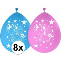 8x Latex eenhoorn dieren ballonnetjes 30 cm feestartikelen - thumbnail