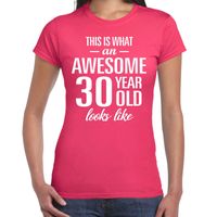 Awesome 30 year / 30 jaar cadeau t-shirt roze dames - thumbnail