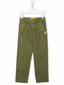 Off-White Kids pantalon droit à effet taches de peinture - Vert