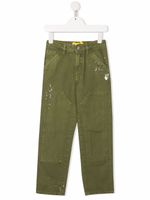 Off-White Kids pantalon droit à effet taches de peinture - Vert - thumbnail