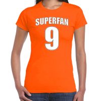 Oranje shirt / kleding Superfan nummer 9 voor EK/ WK voor dames 2XL  - - thumbnail