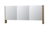 INK SPK3 spiegelkast met 3 dubbel gespiegelde deuren, open planchet, stopcontact en schakelaar 180 x 14 x 74 cm, naturel eiken