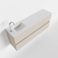 Toiletmeubel Mondiaz Ada | 120 cm | Meubelkleur Linen | Lex wastafel Talc Links | 1 kraangat