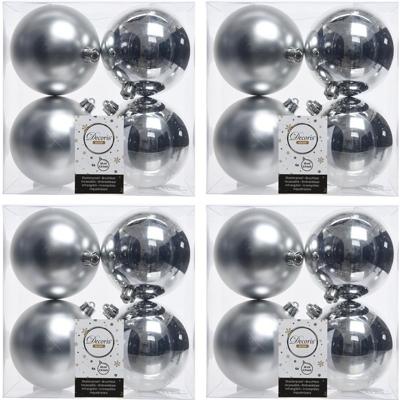 Decoris Kerstballen - 16x st - zilver - 10 cm - kunststof - kerstversiering