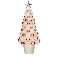 Complete mini kunst kerstboom / kunstboom zalmroze met lichtjes 40 cm