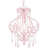 Plafondlamp met kralen rond E14 roze