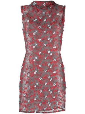Ottolinger robe courte en dentelle à broderies - Gris