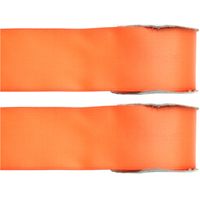 2x Hobby/decoratie oranje satijnen sierlinten 2,5 cm/25 mm x 25 meter - thumbnail