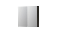 INK SPK2 spiegelkast met 2 dubbelzijdige spiegeldeuren, 2 verstelbare glazen planchetten, stopcontact en schakelaar 80 x 14 x 73 cm, intens eiken