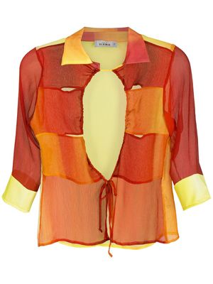 Amir Slama chemise en soie à manches courtes - Orange