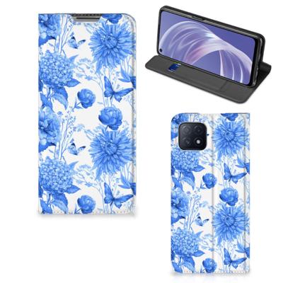 Smart Cover voor OPPO A73 5G Flowers Blue Smart Cover voor OPPO A73 5G Flowers Blue