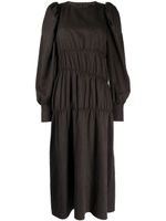 Goen.J robe mi-longue à manches bouffantes - Marron