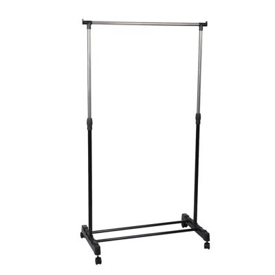 Kledingrek - enkele stang - kunststof/metaal - zwart - 80x42x165 cm- zwenkwielen