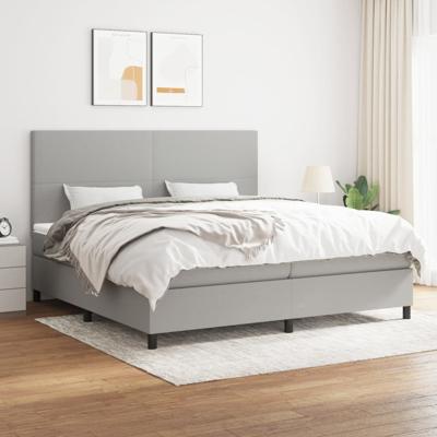 Boxspring met matras stof lichtgrijs 200x200 cm