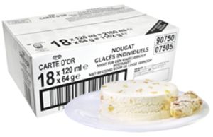 18 stuks Carte d'Or Nougat IJs Geportioneerd 120ml - Online Boodschappen bij Butlon - Voor 12 uur besteld, morgen bezorgd