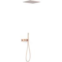 Regendouche set Tres B-System | Inbouw | Thermostaatkraan | 2-weg | Rechthoekig | 24k Rose goud mat