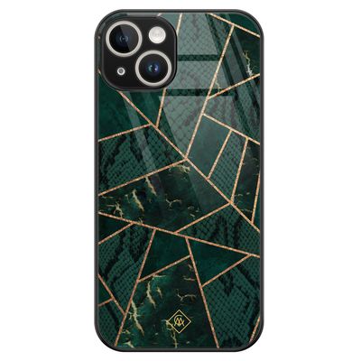 iPhone 14 glazen hardcase - Abstract groen