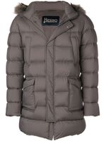 Herno patch pocket fur-trimmed puffer coat - Gris - thumbnail