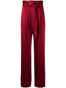 Michelle Mason pantalon en soie plissée à taille haute - Rouge