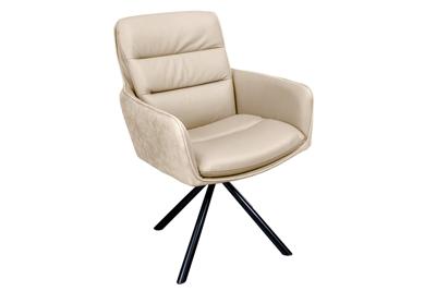 Draaistoel BIG GEORGE 360° met armleuningen van leer en microvezel in beige - 48404