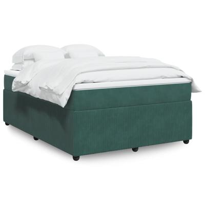 Boxspring met matras fluweel donkergroen 140x200 cm