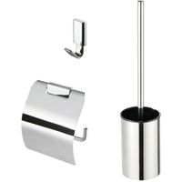 Toiletset Accessoires Geesa AIM met Toiletborstel, Toiletrolhouder en Handdoekhaak Chroom - thumbnail