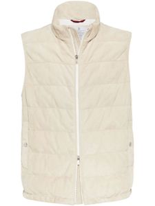 Brunello Cucinelli gilet en daim à design matelassé - Tons neutres