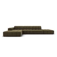 Cosmopolitan Design Chicago Hoekbank met Chaise Longue Links - Rechts Open - Velvet - Olijfgroen