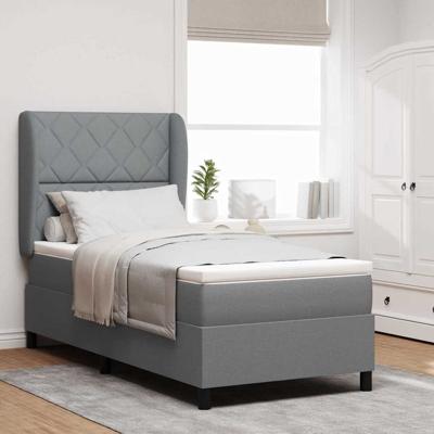 Boxspringbed met matras stof lichtgrijs 90x190 cm