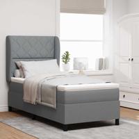 Boxspringbed met matras stof lichtgrijs 90x190 cm