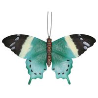 Tuindecoratie turquoise blauw/zwarte vlinder 44 cm   -