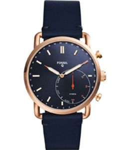 Horlogeband Fossil FTW1154 Leder Blauw 22mm