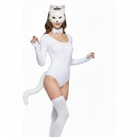 Verkleed set dier - kat / poes - wit - carnaval - themafeest