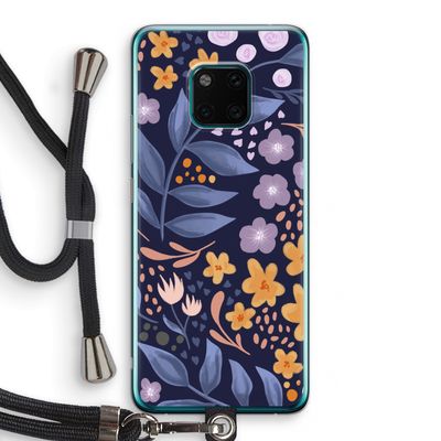 Flowers with blue leaves: Huawei Mate 20 Pro Transparant Hoesje met koord