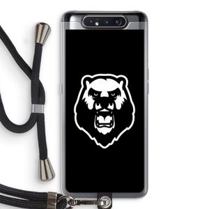 Angry Bear (black): Samsung Galaxy A80 Transparant Hoesje met koord