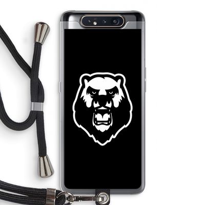 Angry Bear (black): Samsung Galaxy A80 Transparant Hoesje met koord