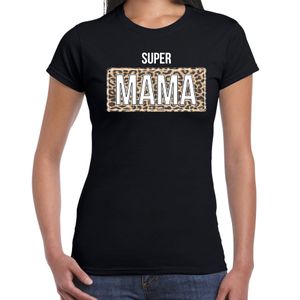 Super mama cadeau t-shirt zwart voor dames