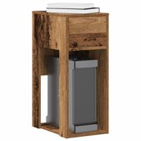 Computertorenstandaard met lade 30x44x74 cm oud houtkleurig