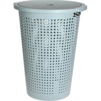 Wasmand met deksel - mintgroen - 35 liter - 40 x 52 cm - kunststof - rond