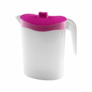 Smalle kunststof koelkast schenkkan 1,5 liter met roze deksel   -